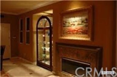 Customized Marble Fireplace and Accent Lighting fo