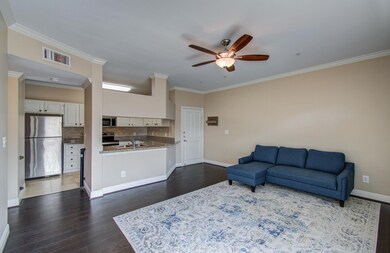 Open-plan living space with neutral color palette