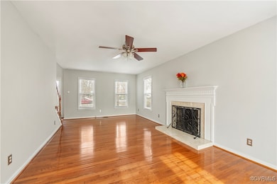 Brick wood burning fireplace, Hardwood floor
