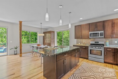 Huge windows bring in natural light.