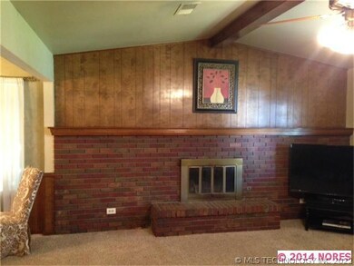 Feature wall in living accentuates the vaulted cei