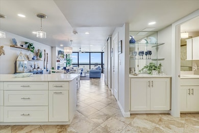 Dry bar location in relation to kitchen.