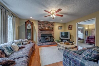 Den with working Woodstove insert in Fireplace