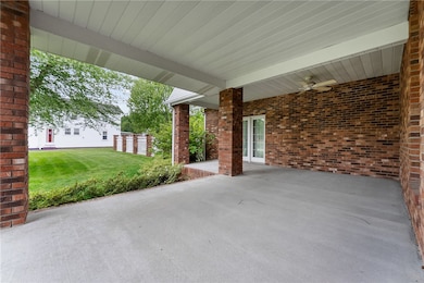 Spacious 40x23 covered front porch with multiple s
