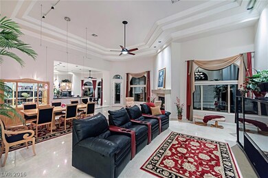 The spacious great room has a fireplace, trey ceil