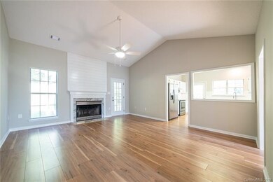 Family room with vaulted ceilings