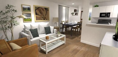 Living room with wood finished floors and recesse