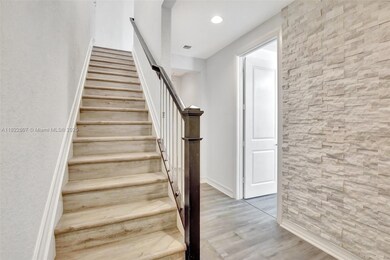 Entry hall with Decorative Brick Wall