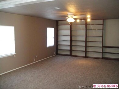 Living room with built in book case