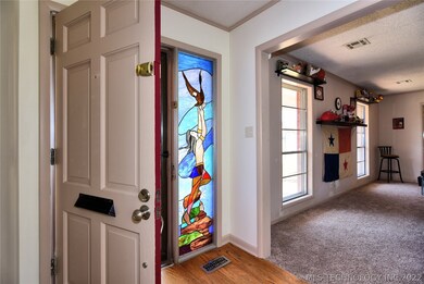 This lovely stain glass window remains with the ho