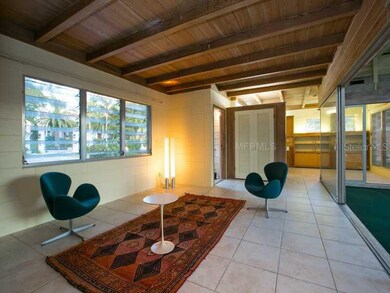 Living Room, entry and dining area mid-century mod