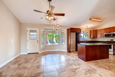 Great room flows to kitchen