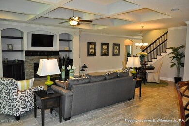 Avalon Model family room coffered ceilin