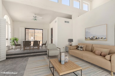 Virtually Staged Living Room and Dining