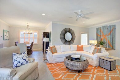 Spacious great room looking into dining