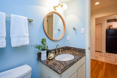 GRANITE COUNTERTOP, NEW MIRROR AND UPDATED LIGHT F