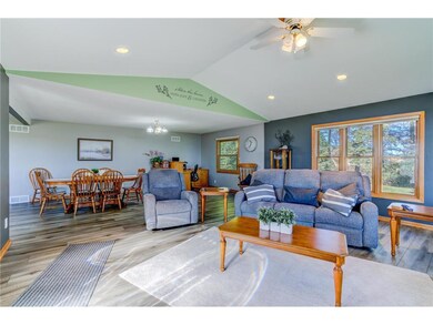 The open floor plan offers abundant natural lighti