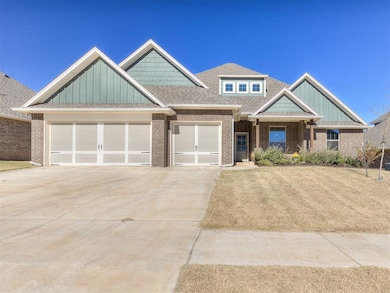 Craftsman-style house with a shingled roof, driveway, a garage, board and batten siding, and a front lawn