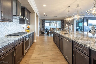 Kitchen with crown molding, wall chimney exhaust h