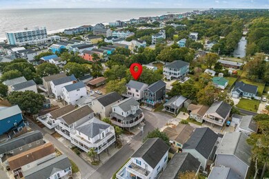 Aerial view of a nearby body of water