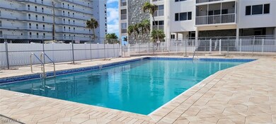 Community pool with fence