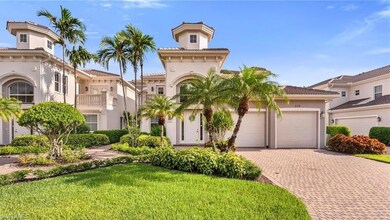 View of front of home featuring an attached garage, stucco siding, decorative driveway, a front lawn, and a tile roof
