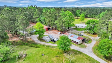 Aerial view with a wooded view