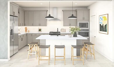 Kitchen with pendant lighting