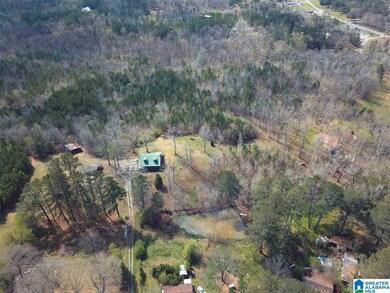 The location of the main log home and the smaller 