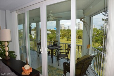 Large lanai overlooking beautiful garden and Estero Bay.