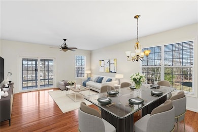 Living/dining area virtually staged