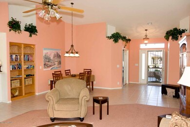 Living, dining towards entrance.