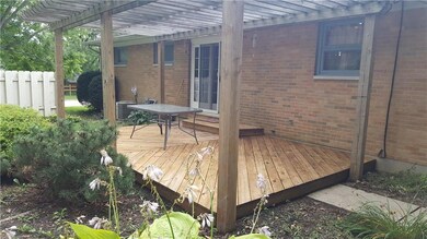 Backyard wooden deck was recently cleane