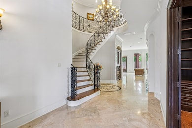 Curve stairways with huge chandeliars