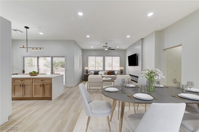 Dining space featuring recessed lighting, light wo