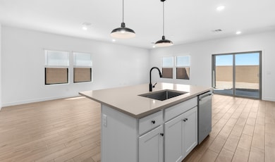 Kitchen with pendant lighting