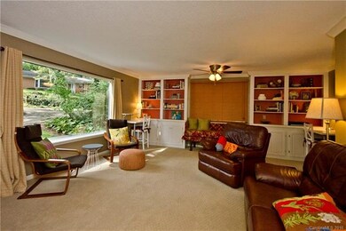 Living room with built-in bookshelves