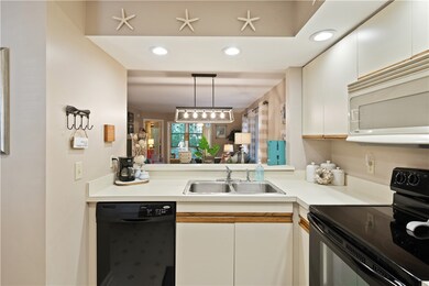 Kitchen opens to living space.