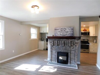 Lovely center brick fireplace