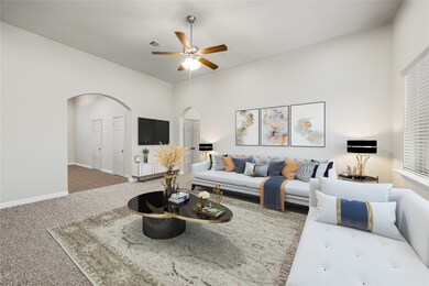 Stylish and functional living room with soaring ce