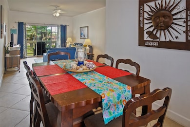 Dining area conveniently located between living ro