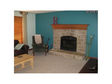 Gas fireplace in the family room area, just off ki