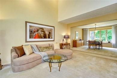 Foyer opens to Formal Living room with Vaulted Cei