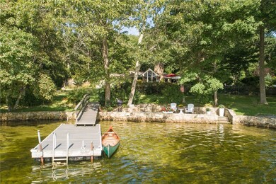 270 feet of water front.  Stone terrace, floating