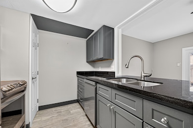 Kitchen open to living area