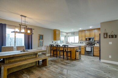 From living room to dining and kitchen