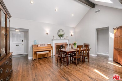 Dining room with high ceilings