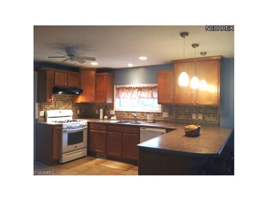 Gorgeous kitchen boasting maple cabinets with toff
