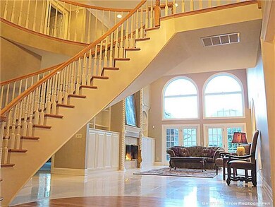 Interior Space/Layout. Grand Entry, 25  ceilings & floating staircase leads into light & bright living room.