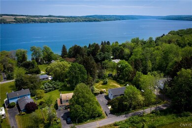 Drone view of house, backyard, and proximity to th
